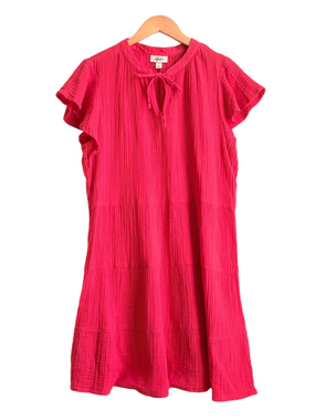 Poppy Red bright 100% cotton gauze style & co Sun dress summer sundress size L